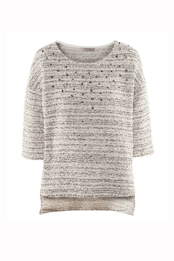 Hellgrauer H&M Pulli mit Nieten