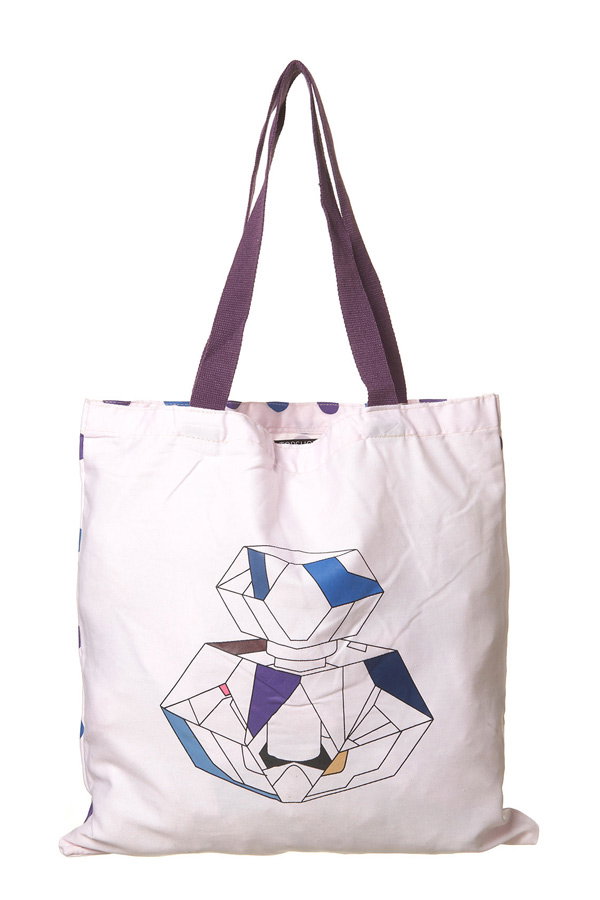 Jutetasche mit Flakon-Print