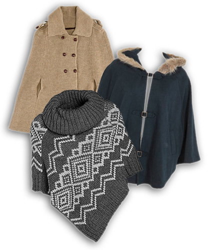 Ponchos und Capes mit Kragen