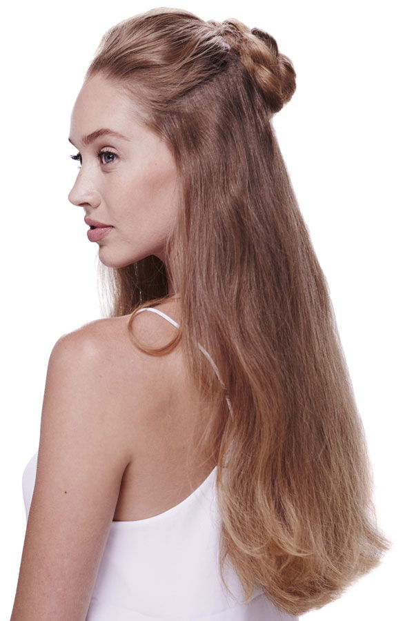 Halber Dutt für lange Haare