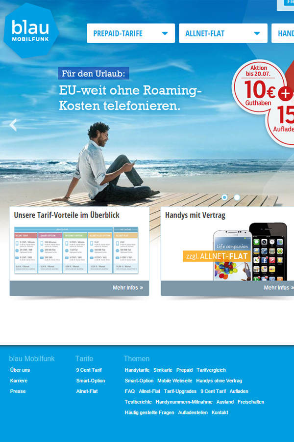 Blau: Internet-Option