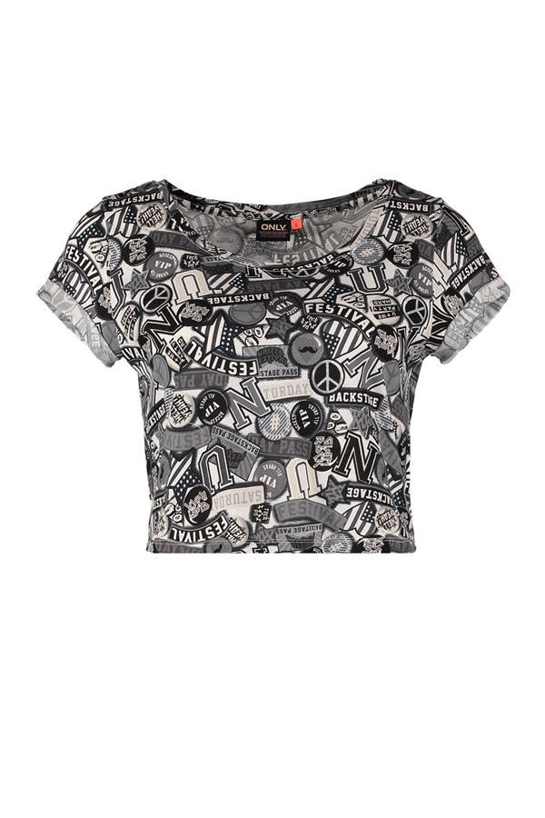 Crop Top mit Comic-Print von Only
