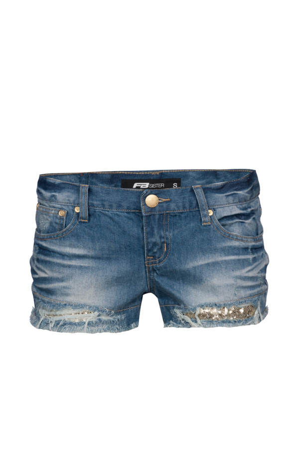 Glitzer Jeans Hot Pants von New Yorker