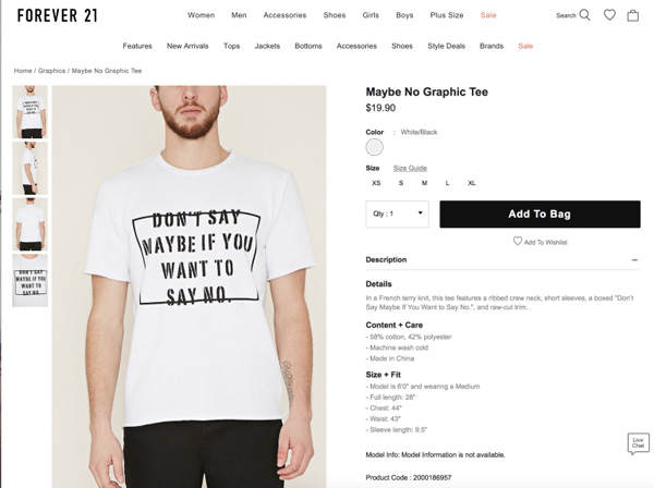 Rape-Shirt von Forever 21