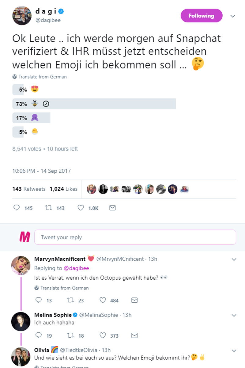 Dagi bekommt Snapchat-Emoji