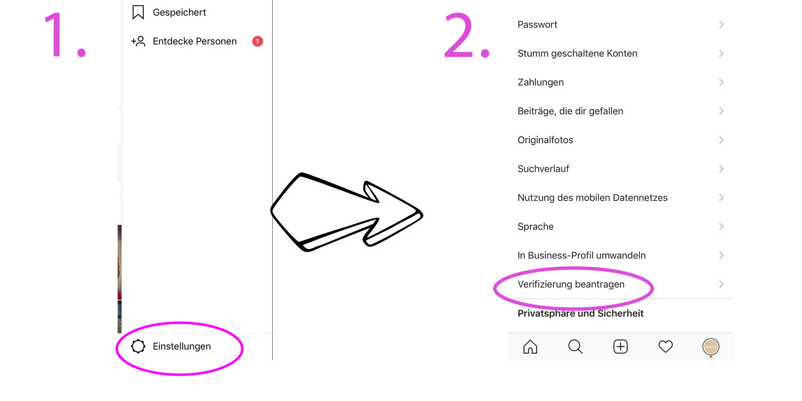 grafik 1 instagram blauer Haken 