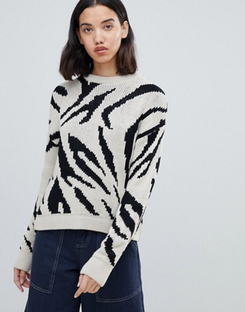 Strickpullover im Zebradesign von Asos